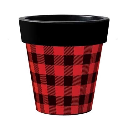 Studio M - Art Planter - 15" - Red & Black Buffalo Check