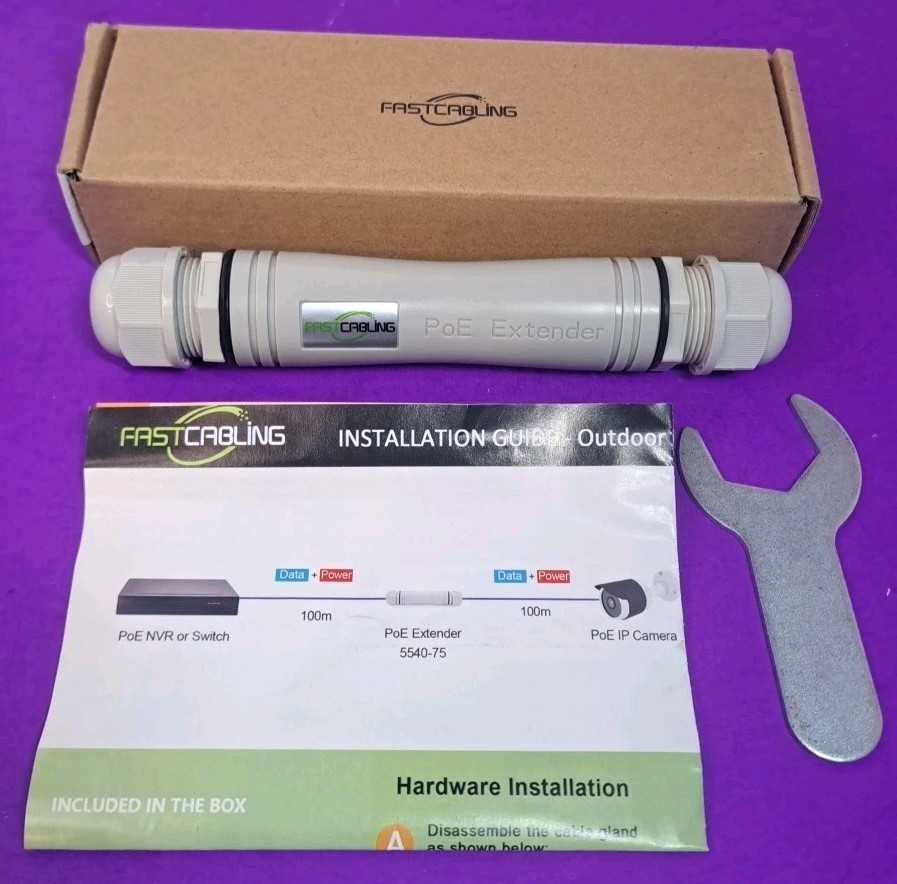 FASTCABLING Waterproof Direct Burial PoE Extender for IP Camera, Ethernet...