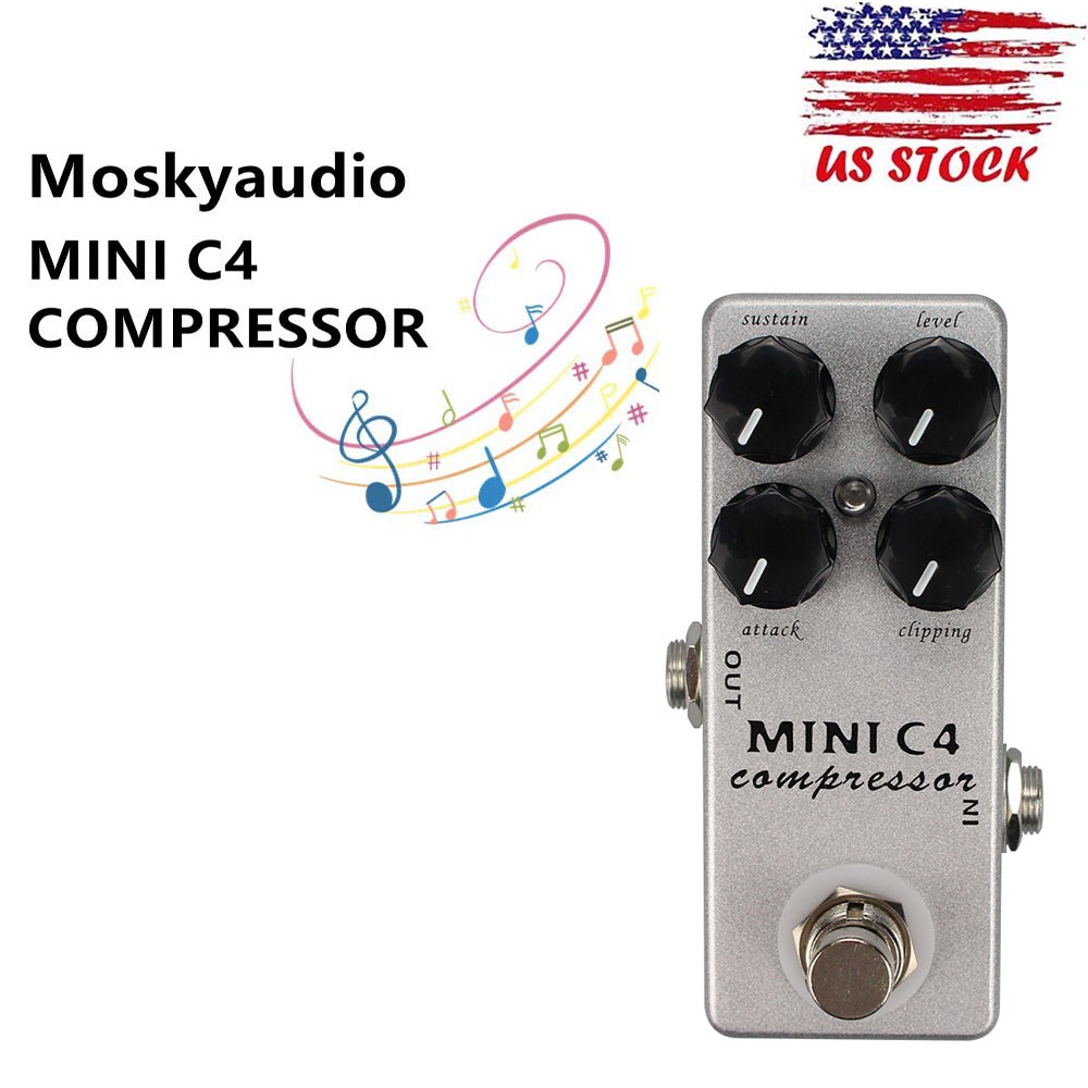 MOSKYAudio Mini C4 Compressor Guitar Effect Pedal True Bypass Full Metal Shell