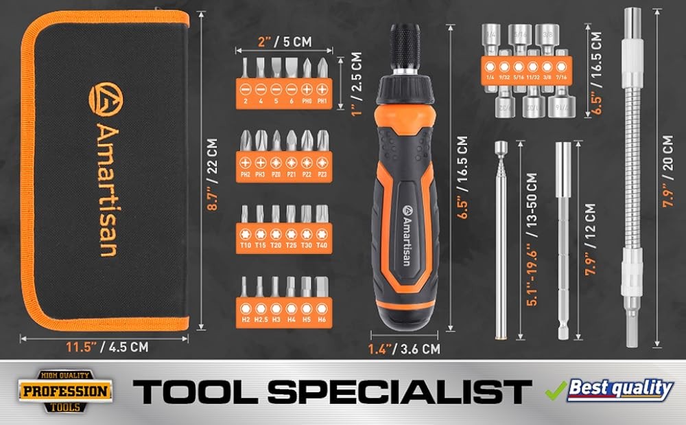 artisan Multi-bit Screwdriver Set Tool All in One, Portable