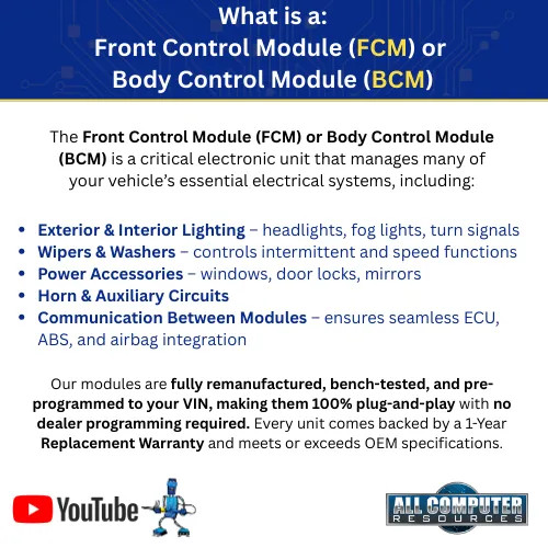 2017 Chrysler Pacifica BCM Body Control Module Part# 68222875 – Plug & Play