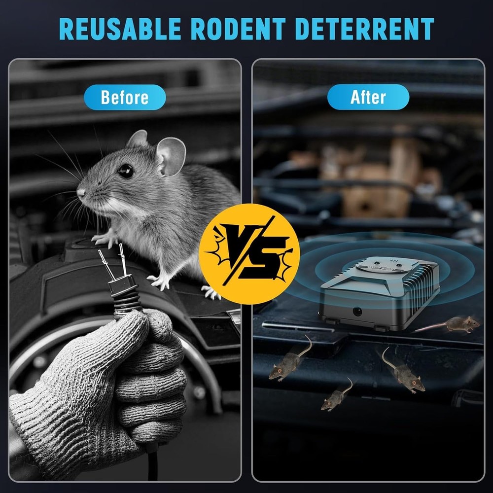 Rodent Repellent with Strobe Light, Battery-Powered Under