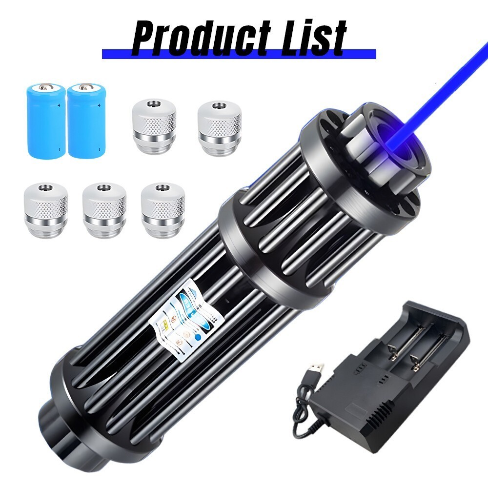 Watt Adjustable High Power Blue Burning Laser Pointer Visible Dot Torch Light