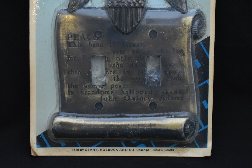 Double Light Switch Wallplate American Eagle John Q. Adams Quote NOS