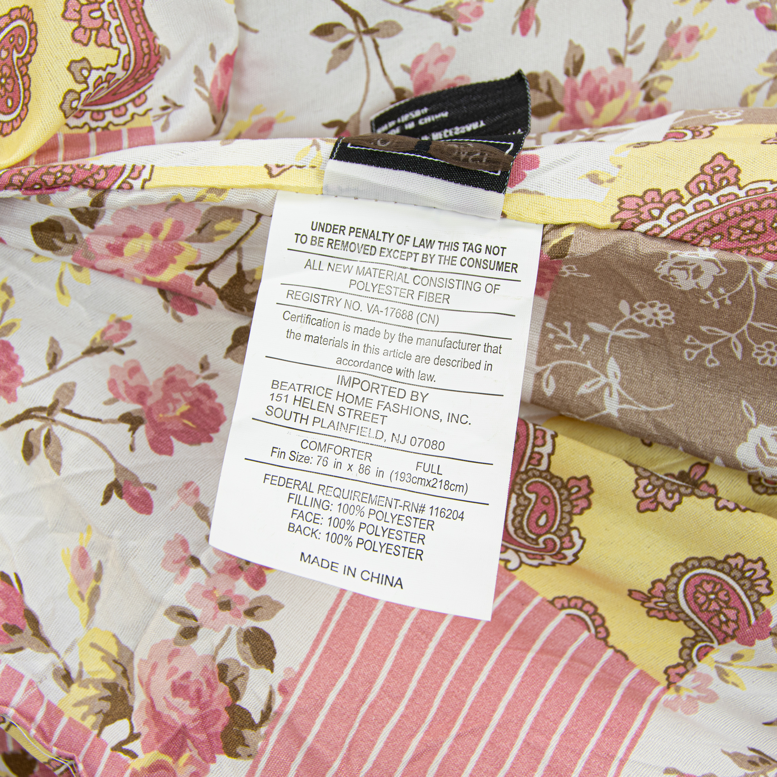 Gold Coast 8 Pc Bed in a Bag Elm Pink and Yellow Floral Comforter Set, Full