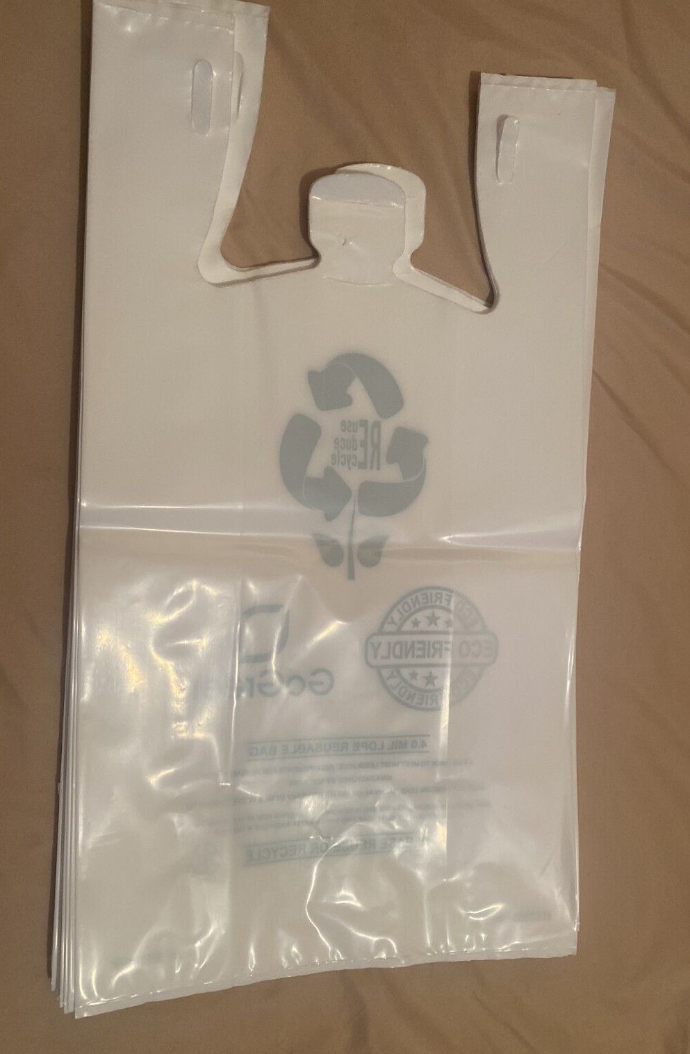 Extra Heavy Duty 1/6 21 x 6.5 x 11.5 4.0 mil T-Shirt Plastic Grocery Bags