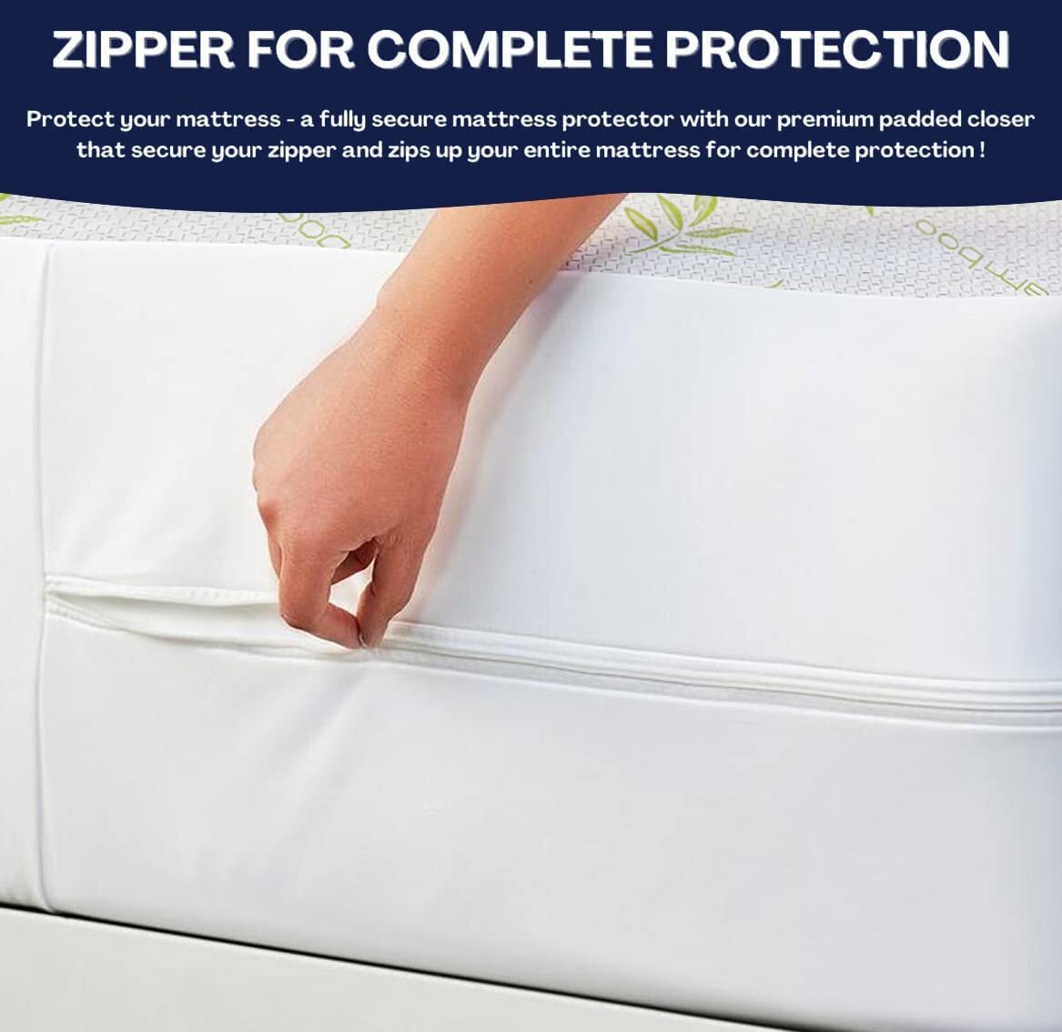 Bamboo Mattress Protector Zippered Matress Encasement Waterproof Cooling Cover