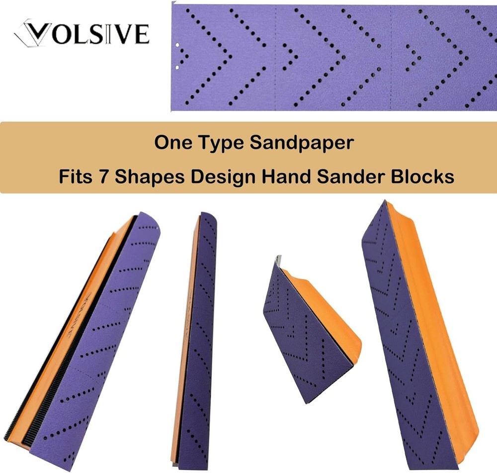 7Pcs Hand Sanding Block Set, Rectangle Handheld Sanding Pad, Hook and Loop Inter
