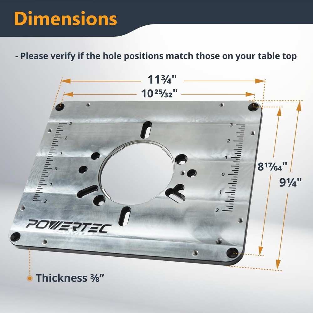 Router Table Insert Plate with Reducer Rings & Starting Pin
