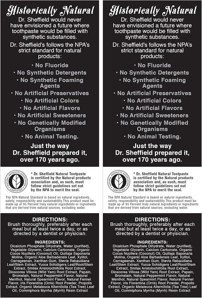 Dr. Sheffield’s Certified Natural Toothpaste (Extra-Whitening) - (2-Pack)