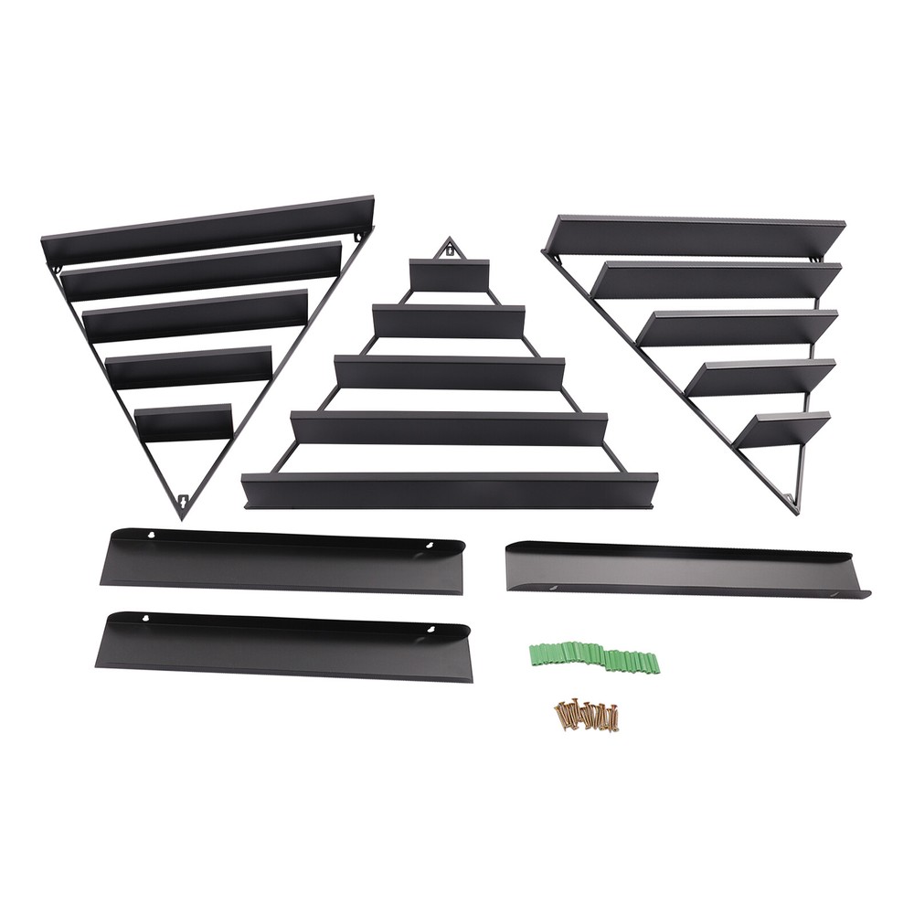 Black 5-Tier Wall-Mounted Metal Nail Polish Display Rack with Triangular Design