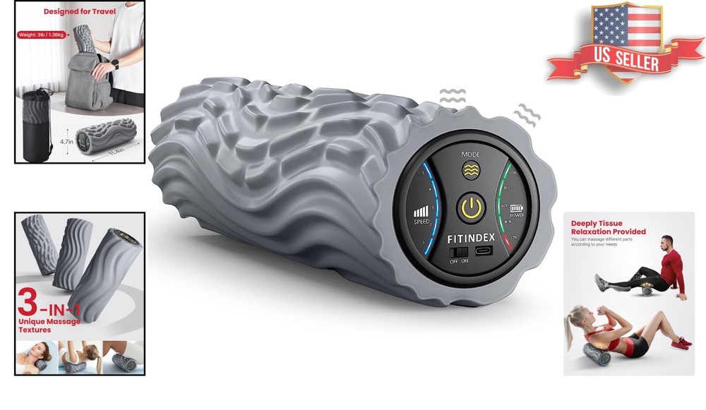 Rechargeable Vibrating Foam Roller - 5 Speeds for Yoga, Exercise & Post Workout