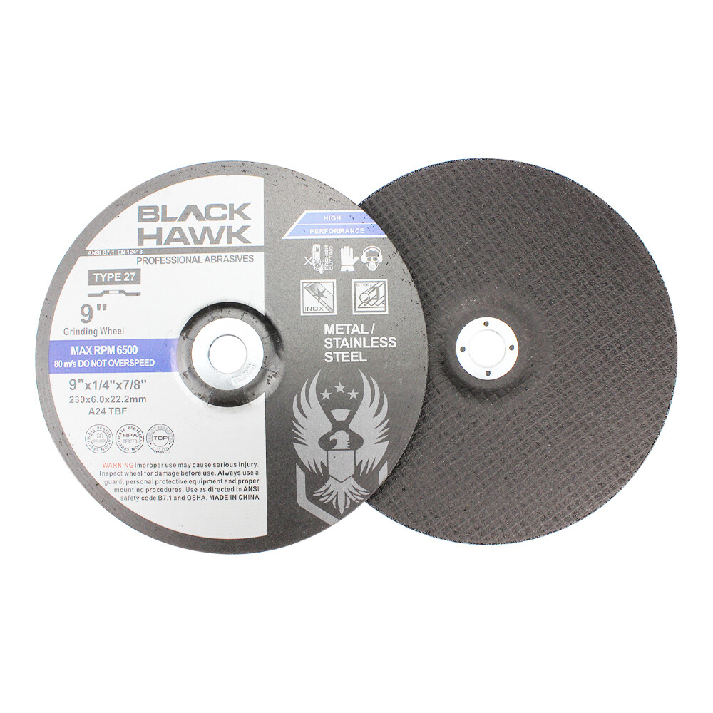 25 Pack - BHA 9" x 1/4" x 7/8" Metal Grinding Wheels T27 Discs for Angle Grinder