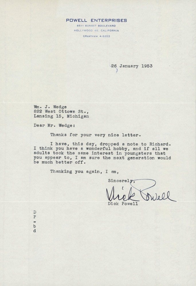 Vintage Dick Powell Signed Letter