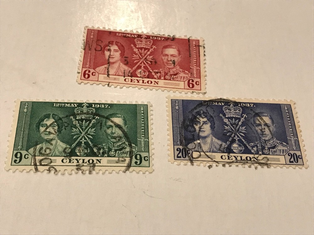 Ceylon Used   hinged  1937 Coronation   (3613)