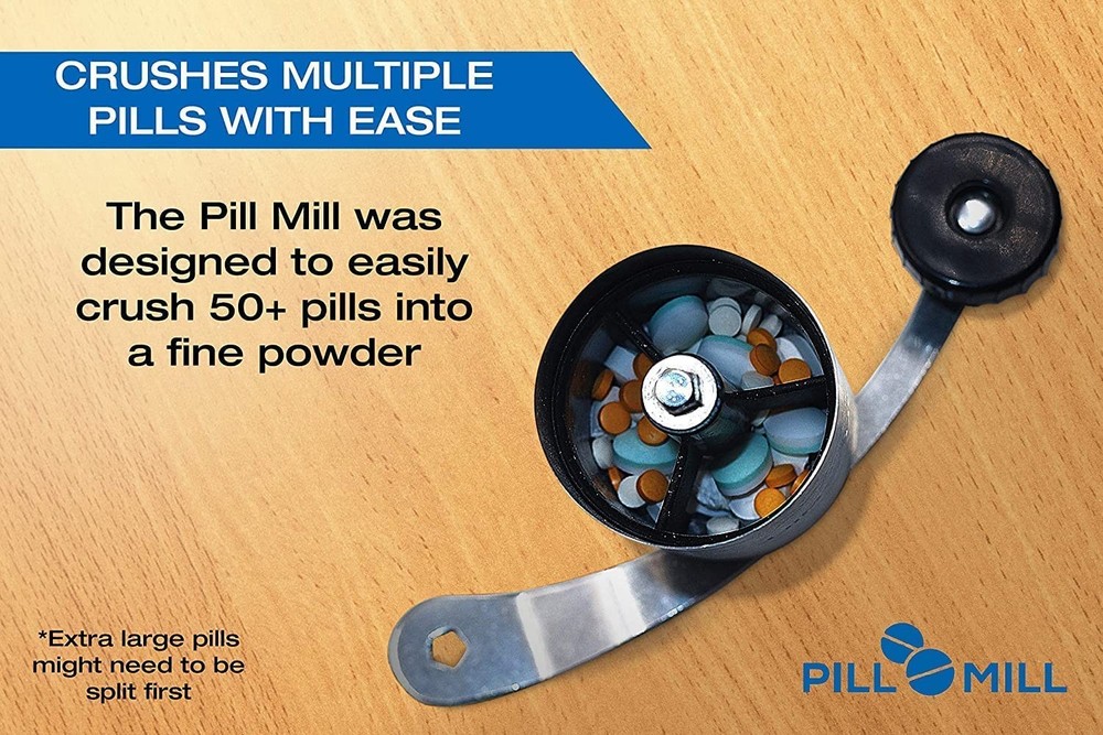 Pill Mill Crusher - Crushes Multiple Tablets 1 Count (Pack of 1), Silver