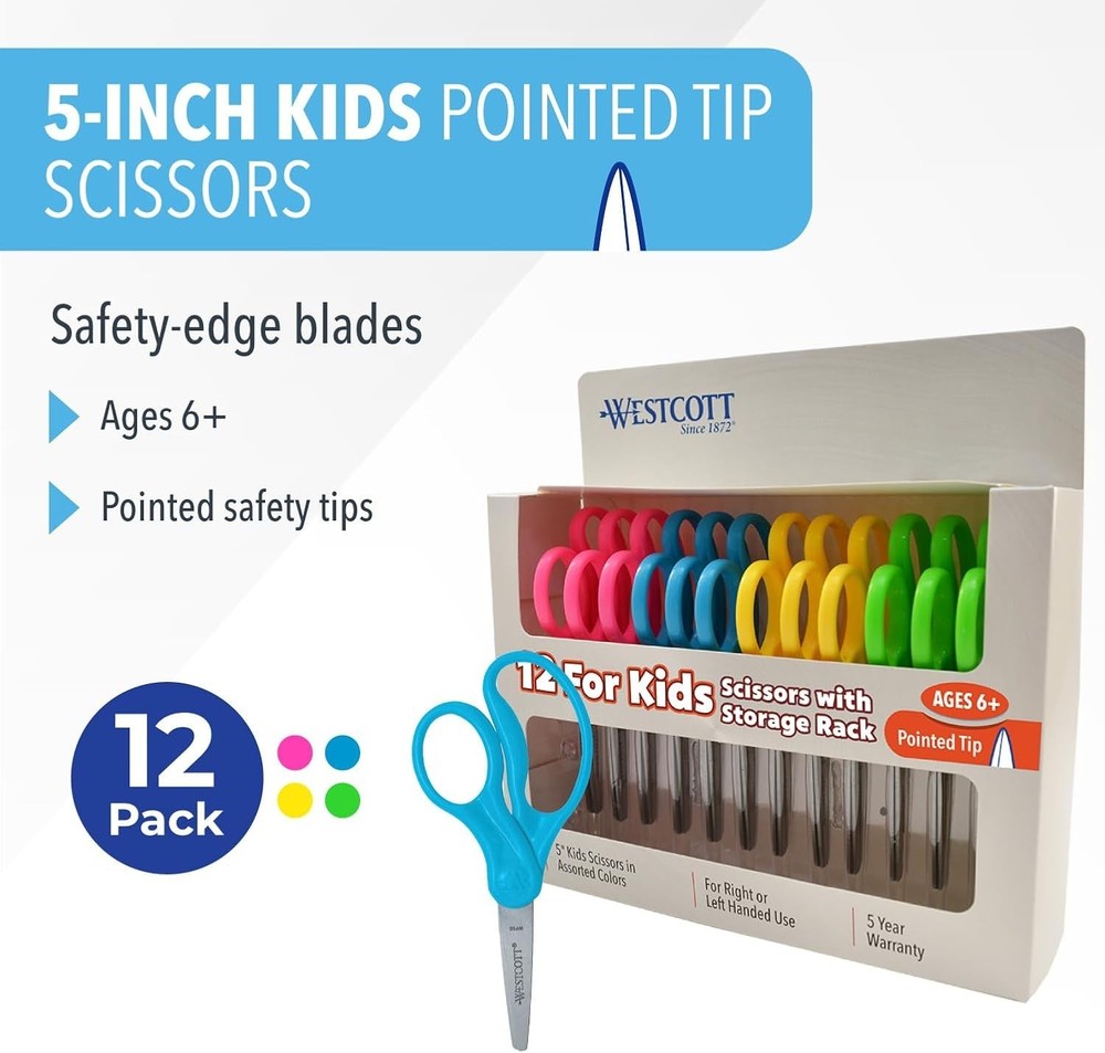 Back to School Essentials: 5-Inch Safety Scissors, 12 Pack