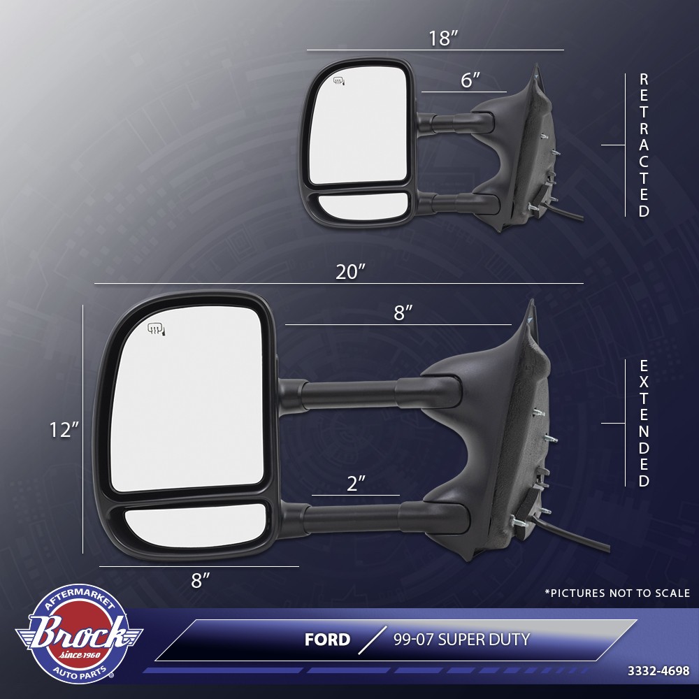 Power Towing Mirror For 2000-2005 Excursion Extendable Includes Adapter Heated