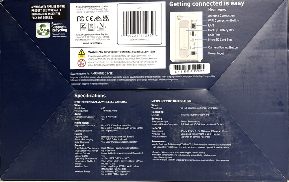 Swann MaxRanger4K Mini Wireless NVR Security System • 3-Pack