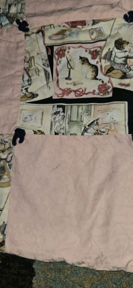Vintage Handmade Cat Quilt