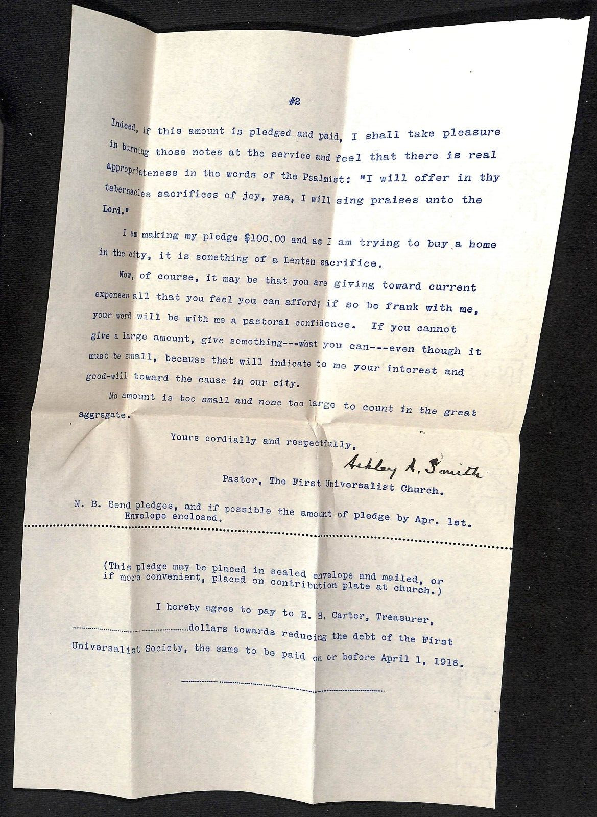 Bangor, ME Amos W. Knowlton* 1916 Rev. Ashley A. Smith First Universalist Church