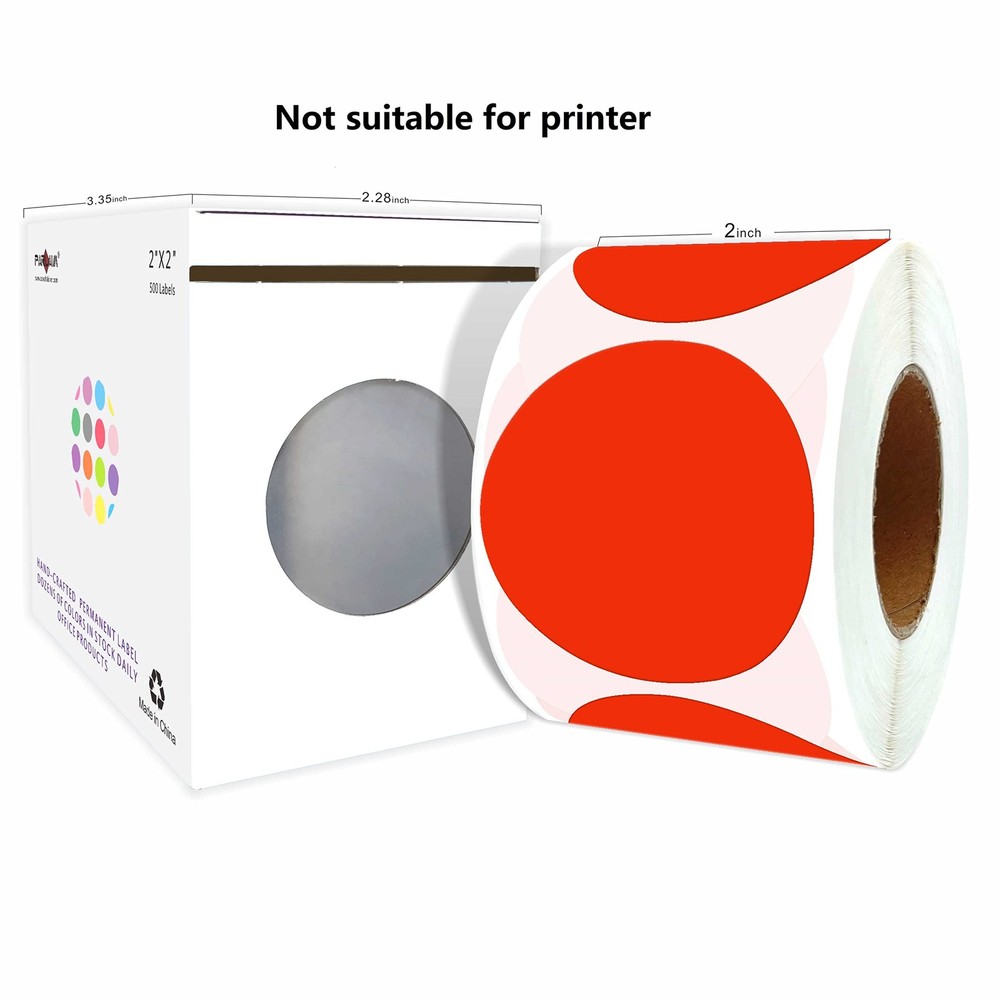 PARLAIM 2" Red Round Color-Code Circle Dot Labels on a 1 Roll-500PCS,