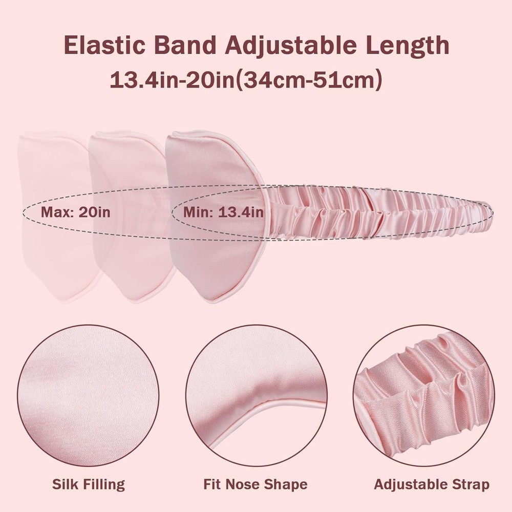 Silk Sleep Mask 2 Pack Blush Pink Black Adjustable