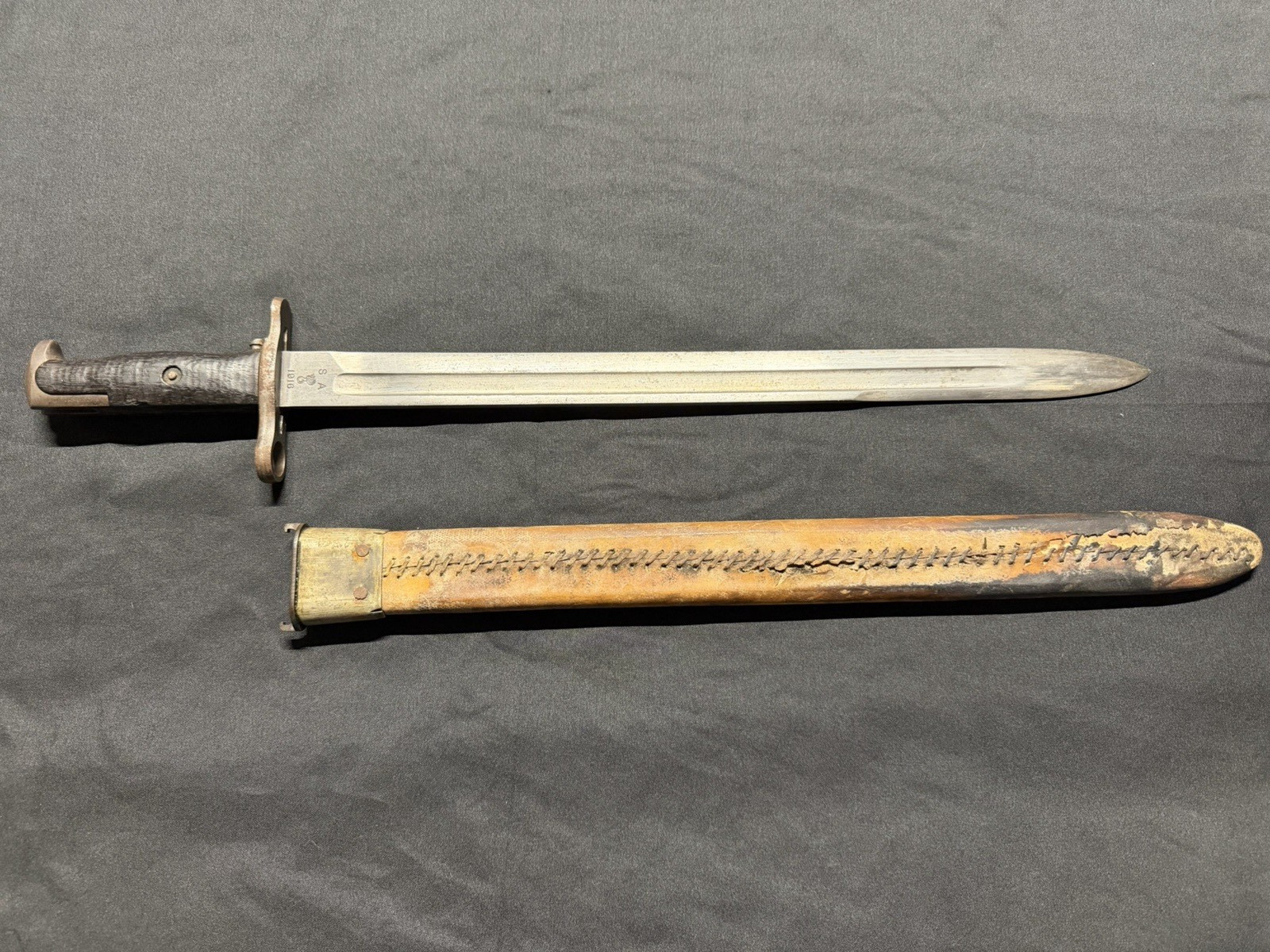 WWI WW1 US AEF Springfield Armory SA M1905 Bayonet / Scabbard! Dated 1916!