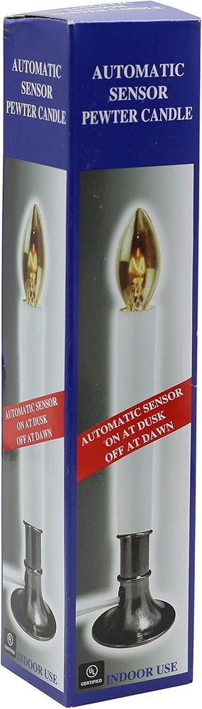 Creative Hobbies Electric Window Candle Lamp with Pewter Plated Base,