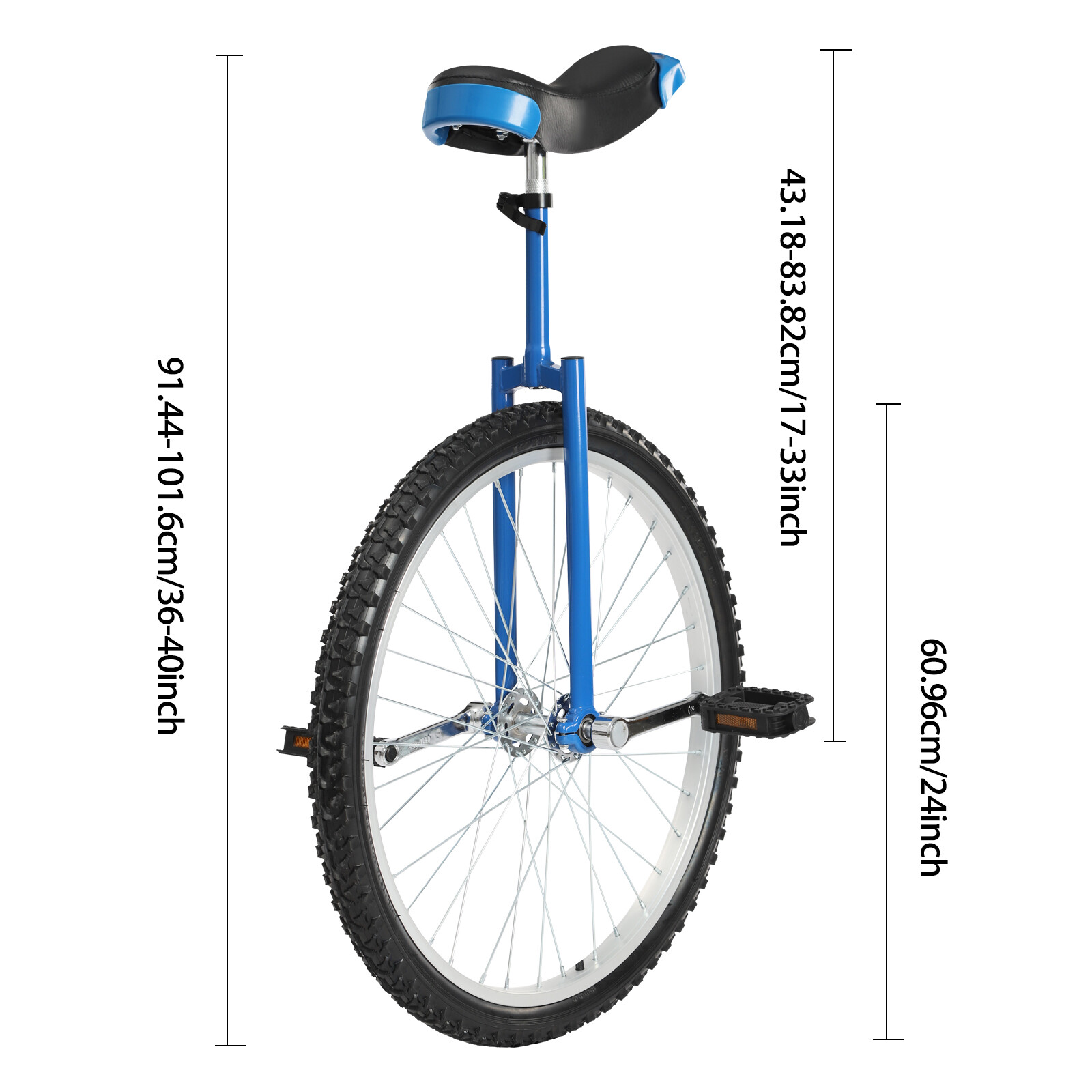 Unicycle with Excellent Steel Frame Leakproof Tire Adjustable Height for Outdoor