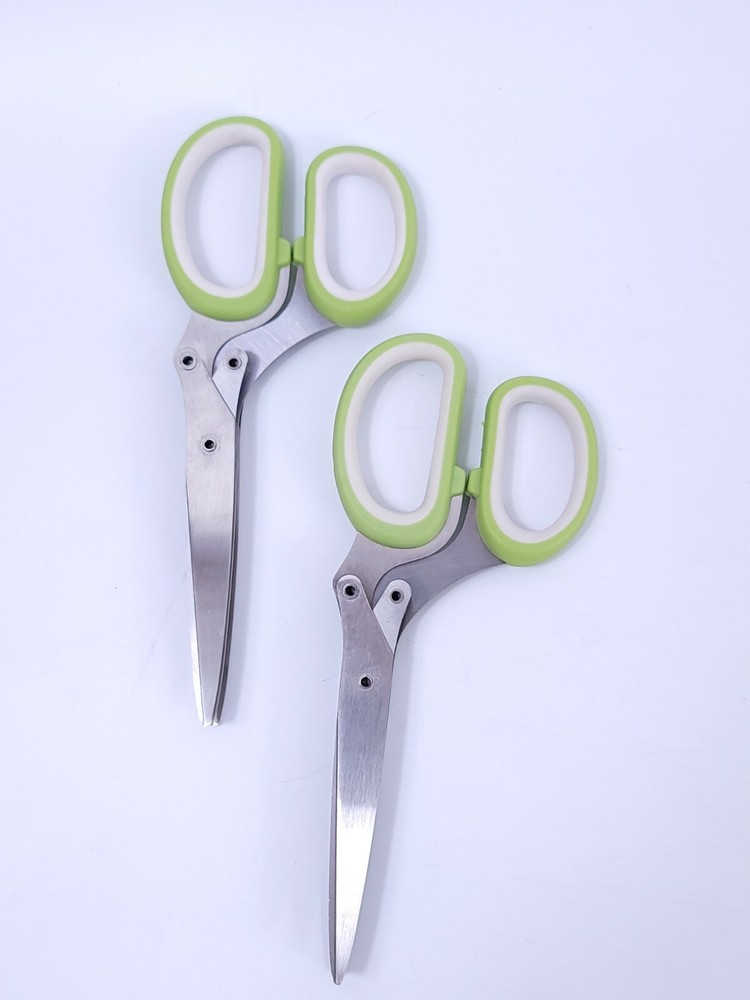 2x Stainless Steel 3 Blade Herb Vegetables Scissors Shears Kitchen Multi Purpose