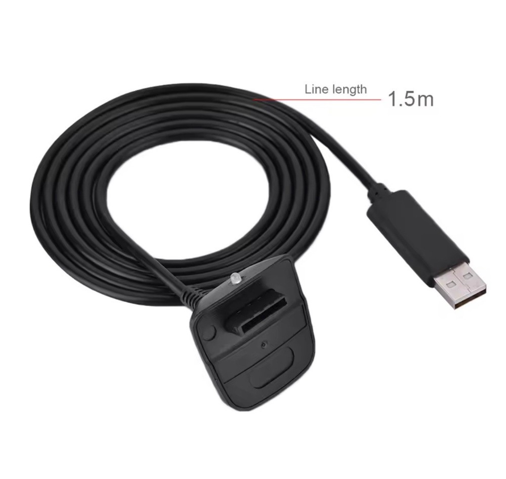 Xbox 360 Controller USB Charging Cable 5FT Play & Charge Black