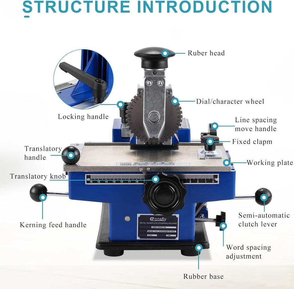 Metal Nameplate Stamping Machine Semi-Automatic Embosser Label Printing ....