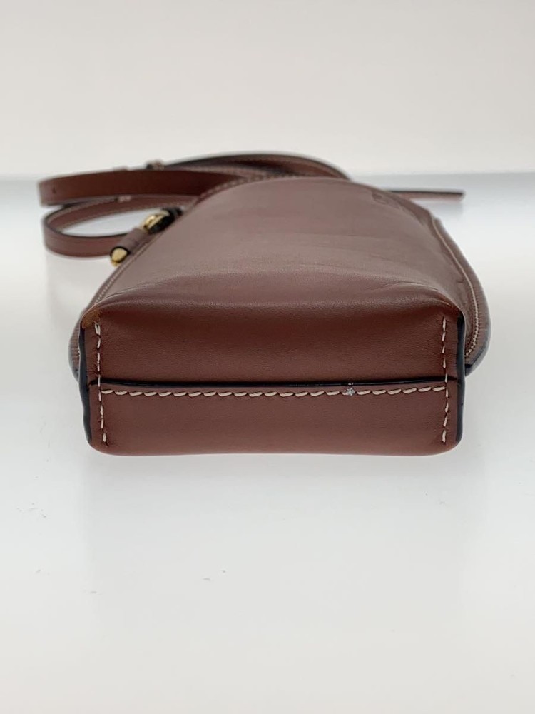 LOEWE Shoulder Bag Gate Pocket Leather Brown Square Thread Used