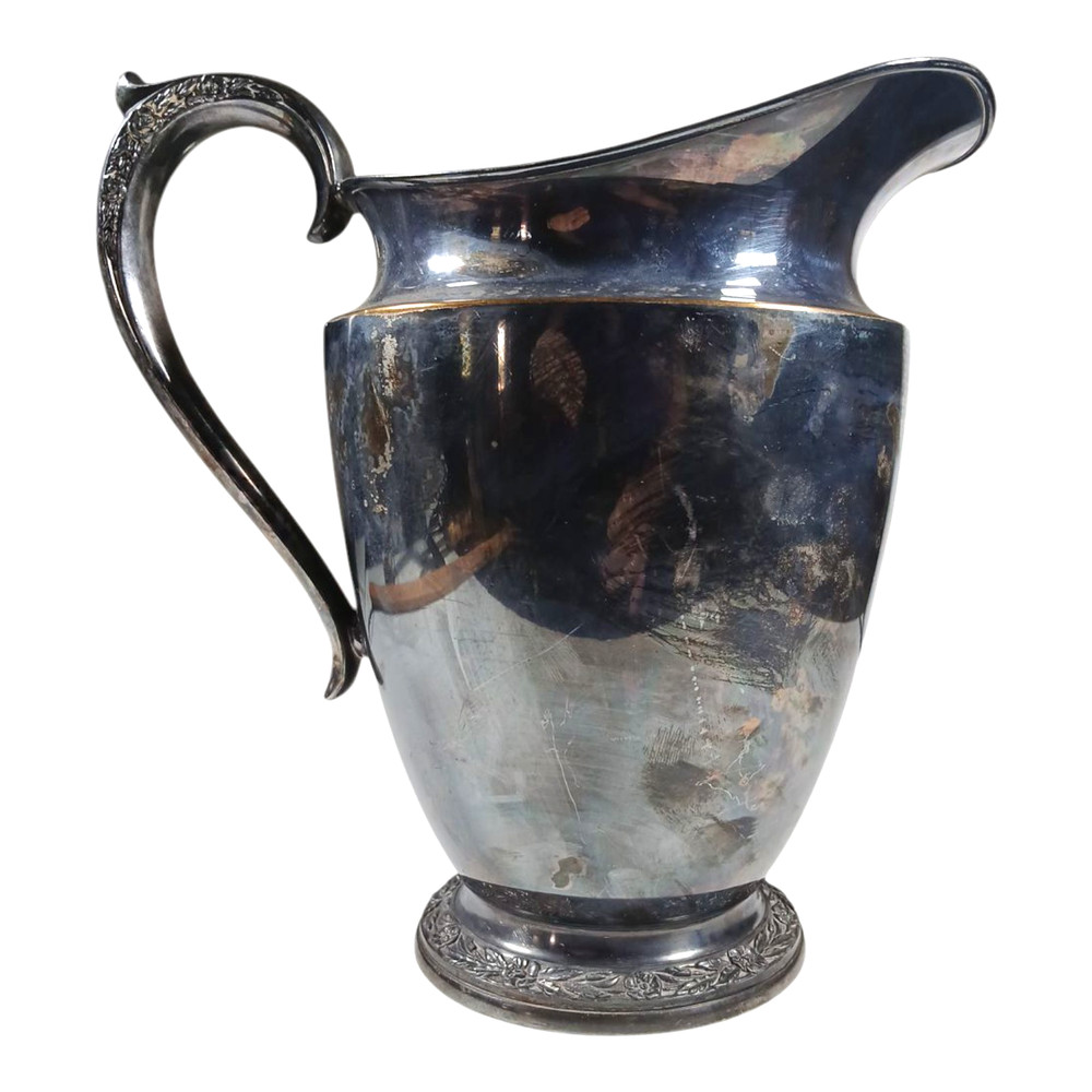 Antique Wm Rogers Silverplate Carafe Pitcher Primrose Pattern 1817 8" Vtg