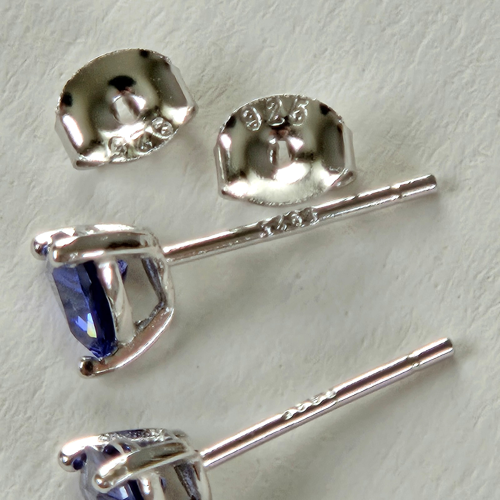 Tanzanite Stud Earrings 1.00 TCW Blue Trillion Cut 925 Sterling Silver Gift