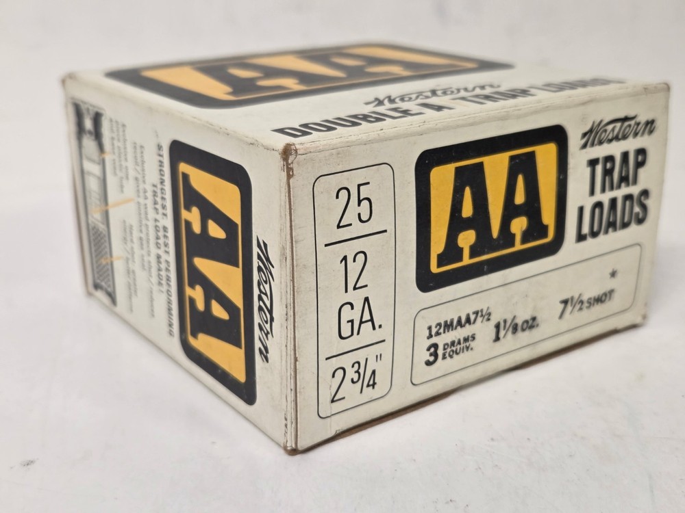 Empty Vintage Western 12 Ga Shotgun Shell Box AA Yellow