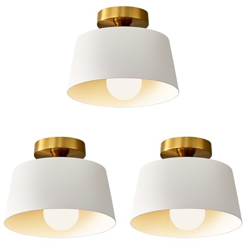 Modern Semi Flush Mount Ceiling Light 3 Pack,Metal Ceiling 10in 3 Pack White