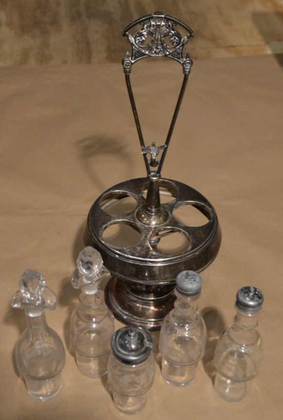 Silver Turning Salad Server - 5 pc & stand -