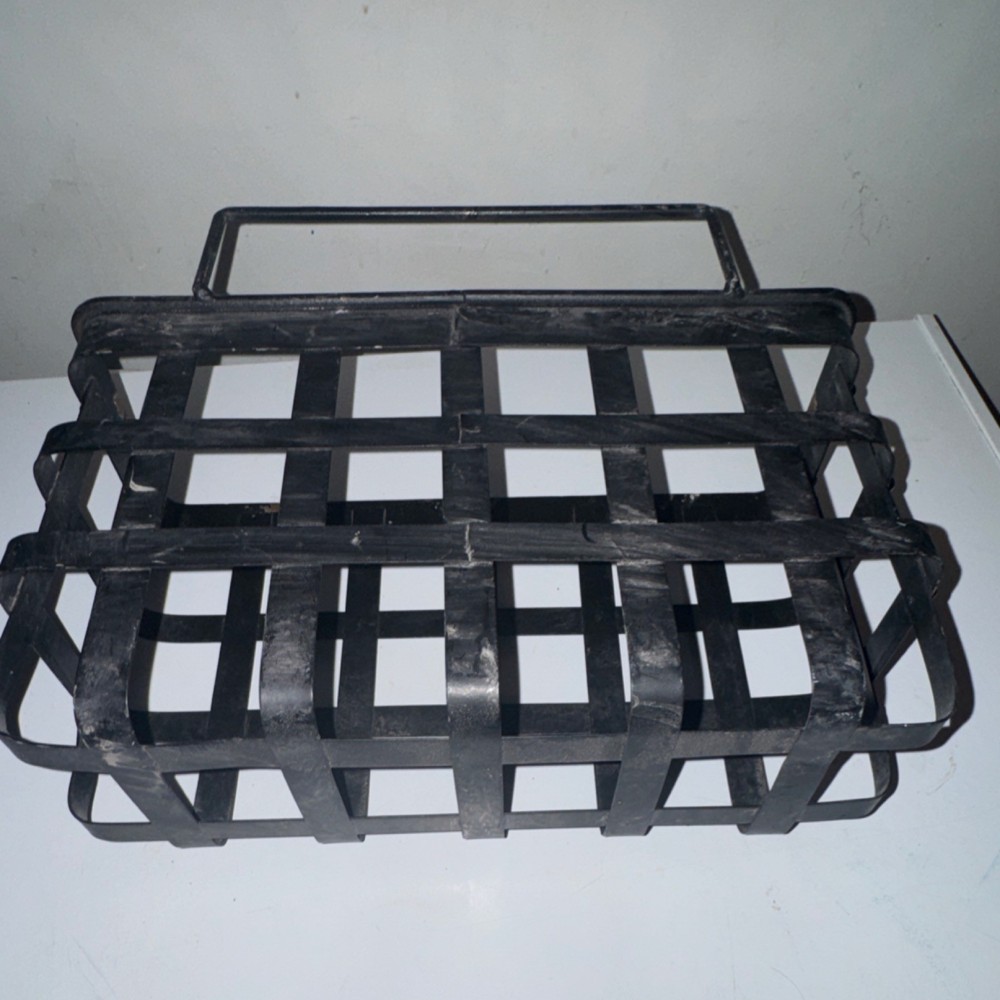 Black Metal Rectangular Basket with Handle, Durable Indoor Décor