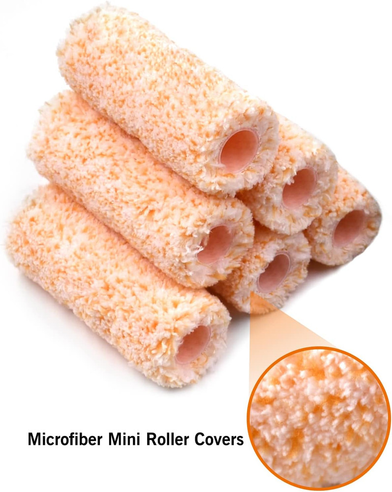 Mini Roller - 4 Inch Jumbo Microfiber Small Paint Roller Covers 3/8” Nap