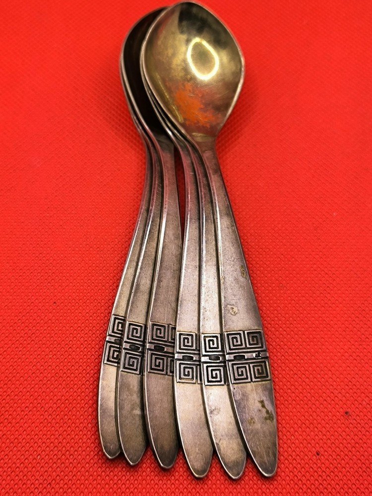 Tea Spoon Set Vintage Soviet Silver Original about 1970's