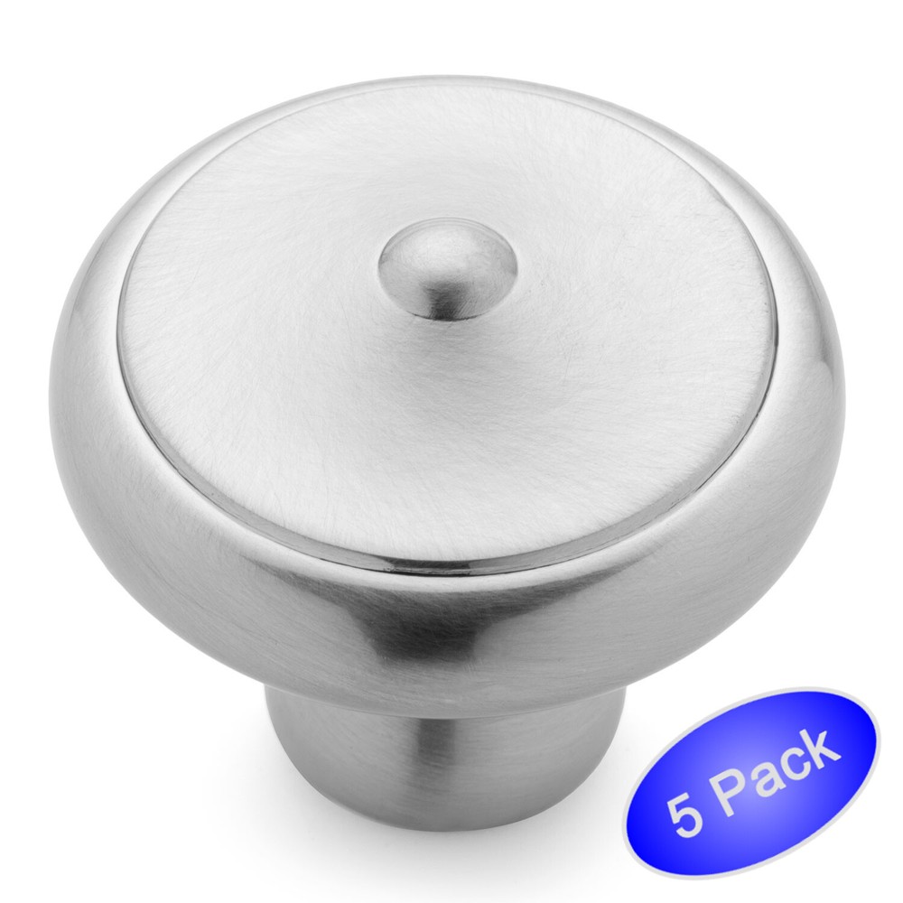 *5 Pack* Cosmas Satin Nickel Round Oversized Cabinet Knobs #13247SN