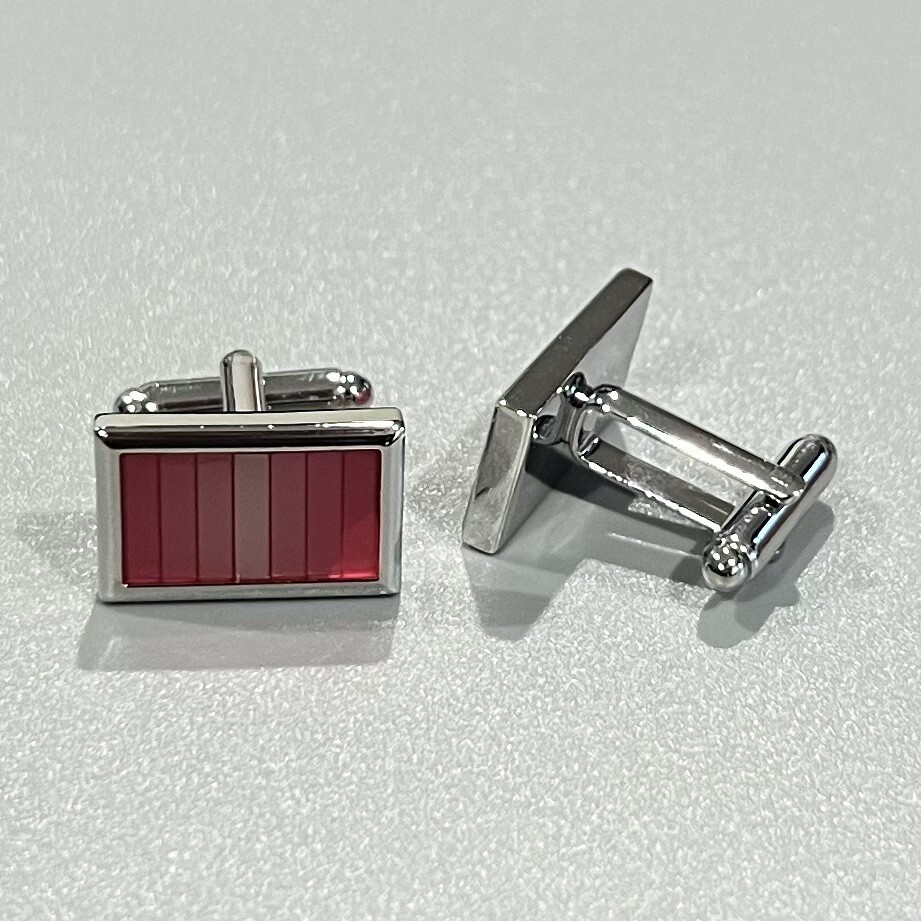 Translucent Pink Rectangular Cufflinks For Men Birthday Wedding Gift In Box