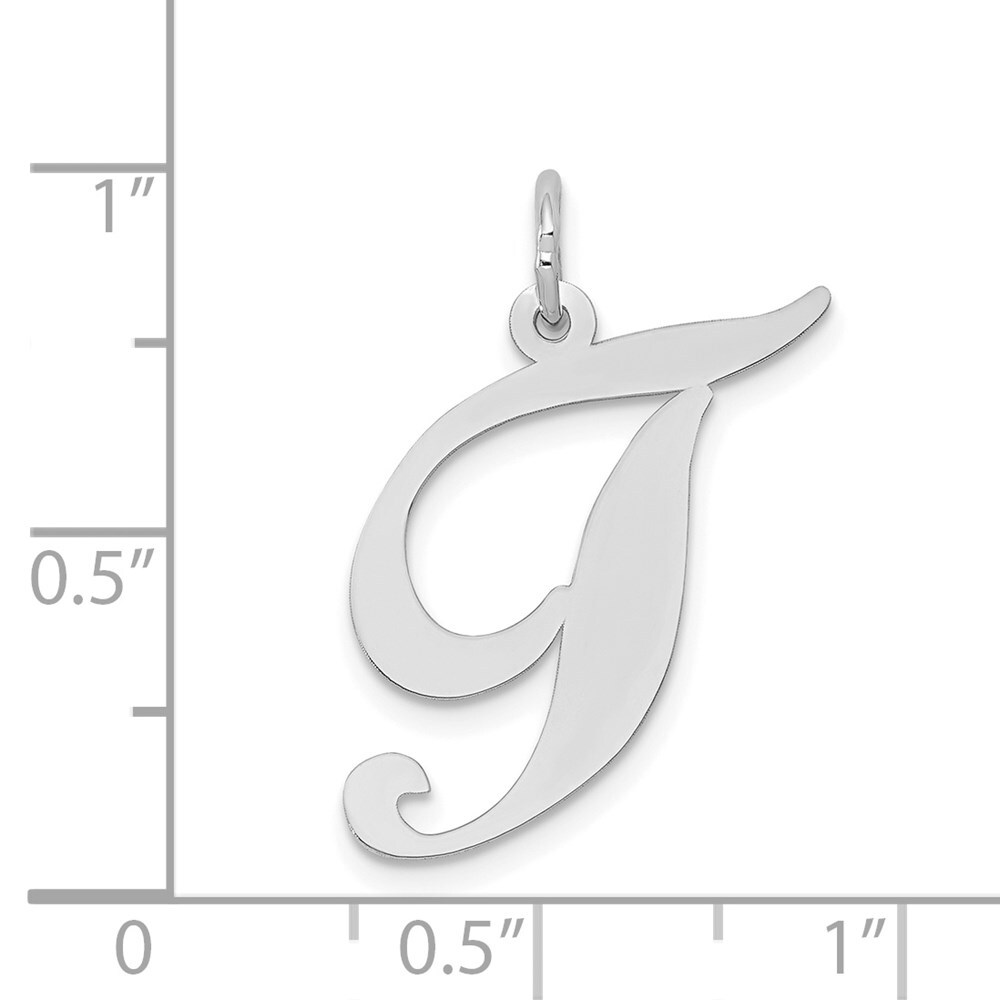 14K White Gold Large Fancy Script Initial T Charm