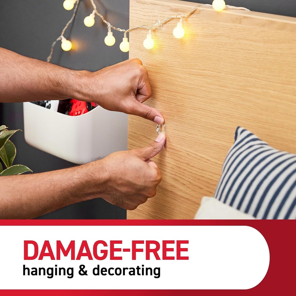 Command Mini Light Clips 45 Clear + 54 Strips Indoor Damage-Free Christmas Light