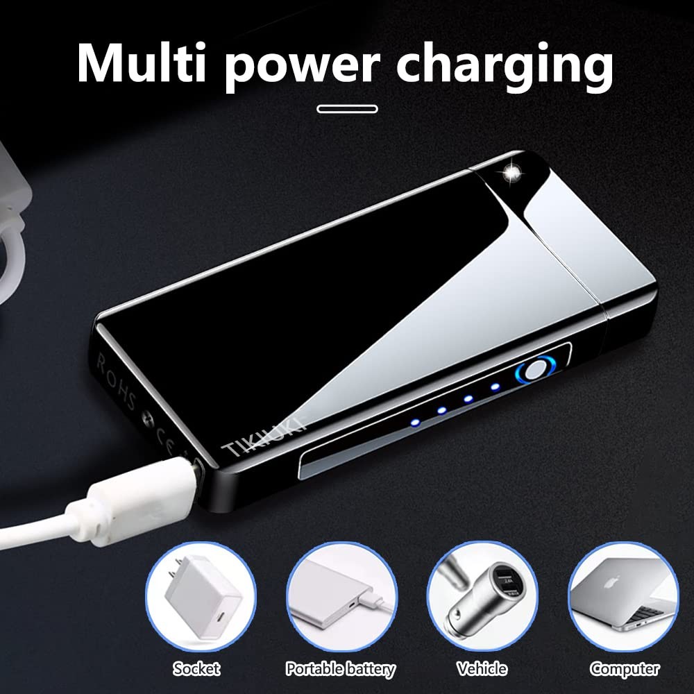 Lighter Rechargeable, Windproof Arc Lighter USB Plasma Lighters with Projecti...
