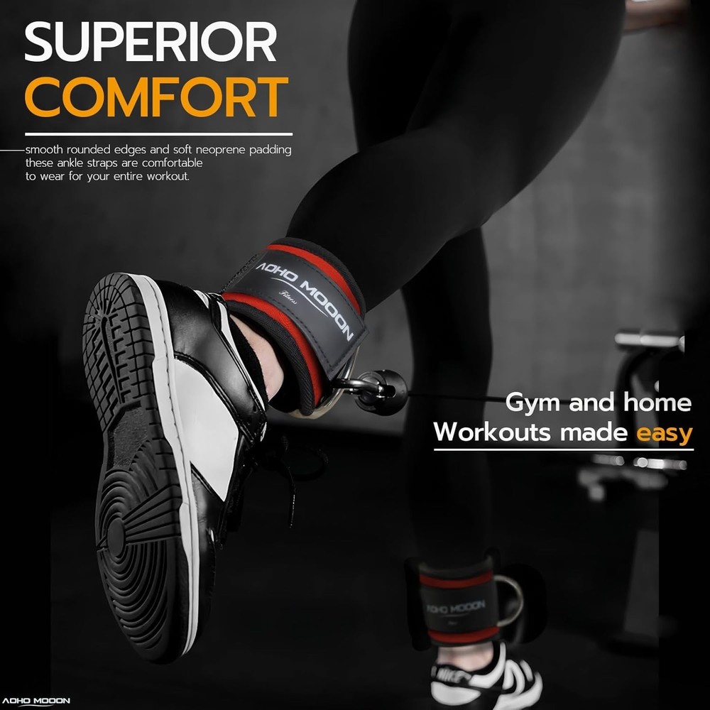 Soft Adjustable Ankle Cuffs for Cable Machines, Ideal for Lower Body Work