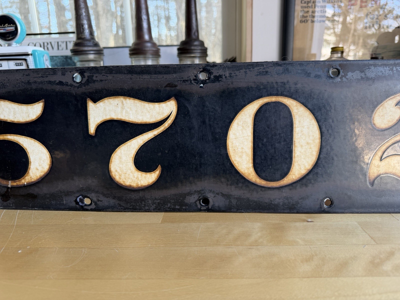 Original Porcelain New York Train Car Number Sign 5702