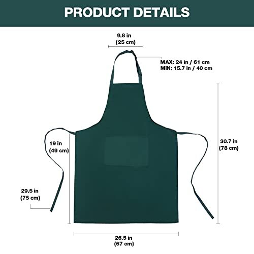 4 Pack Chef Apron, Waterproof Apron, Adjustable Apron Polyester Blend Green